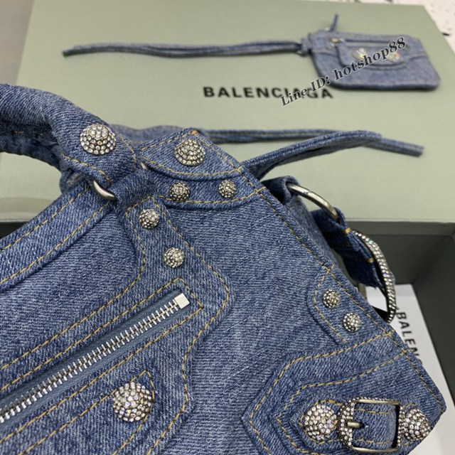 Balenciaga專櫃爆款牛仔藍帶鑽手提包 638515 巴黎世家最新款Neo cagole機車包 fyj1690